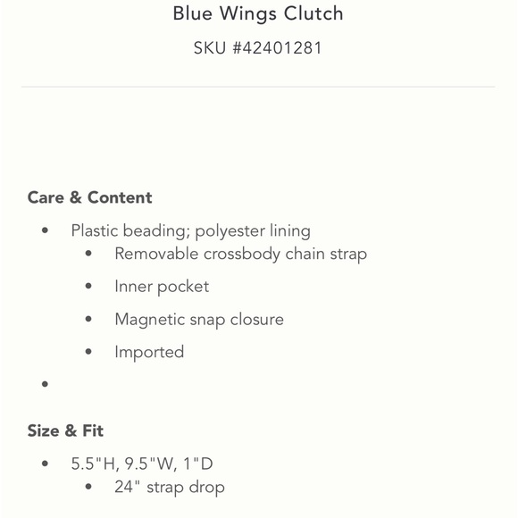 Anthropologie Blue Wings Clutch - Picture 8 of 8